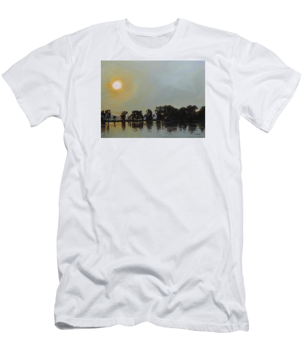Sunset T-Shirt featuring the painting Sunset Ride by William Brody