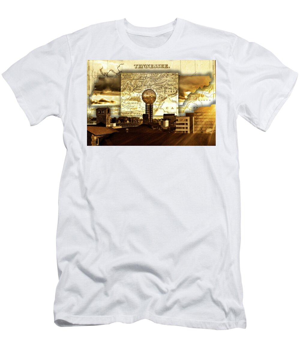 Knoxville T-Shirt featuring the photograph Sunsphere in the Skyline by Sharon Popek