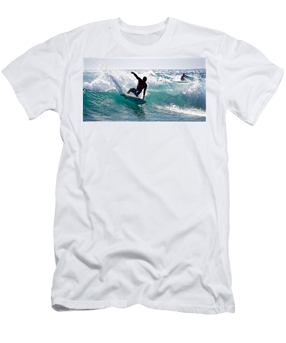Surfer T-Shirt featuring the photograph Surfin is Easy - Kekaha Beach by Debra Banks