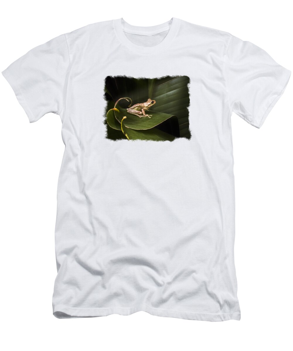 Frog T-Shirt featuring the photograph Surfing the Wave Bordered by Debra and Dave Vanderlaan
