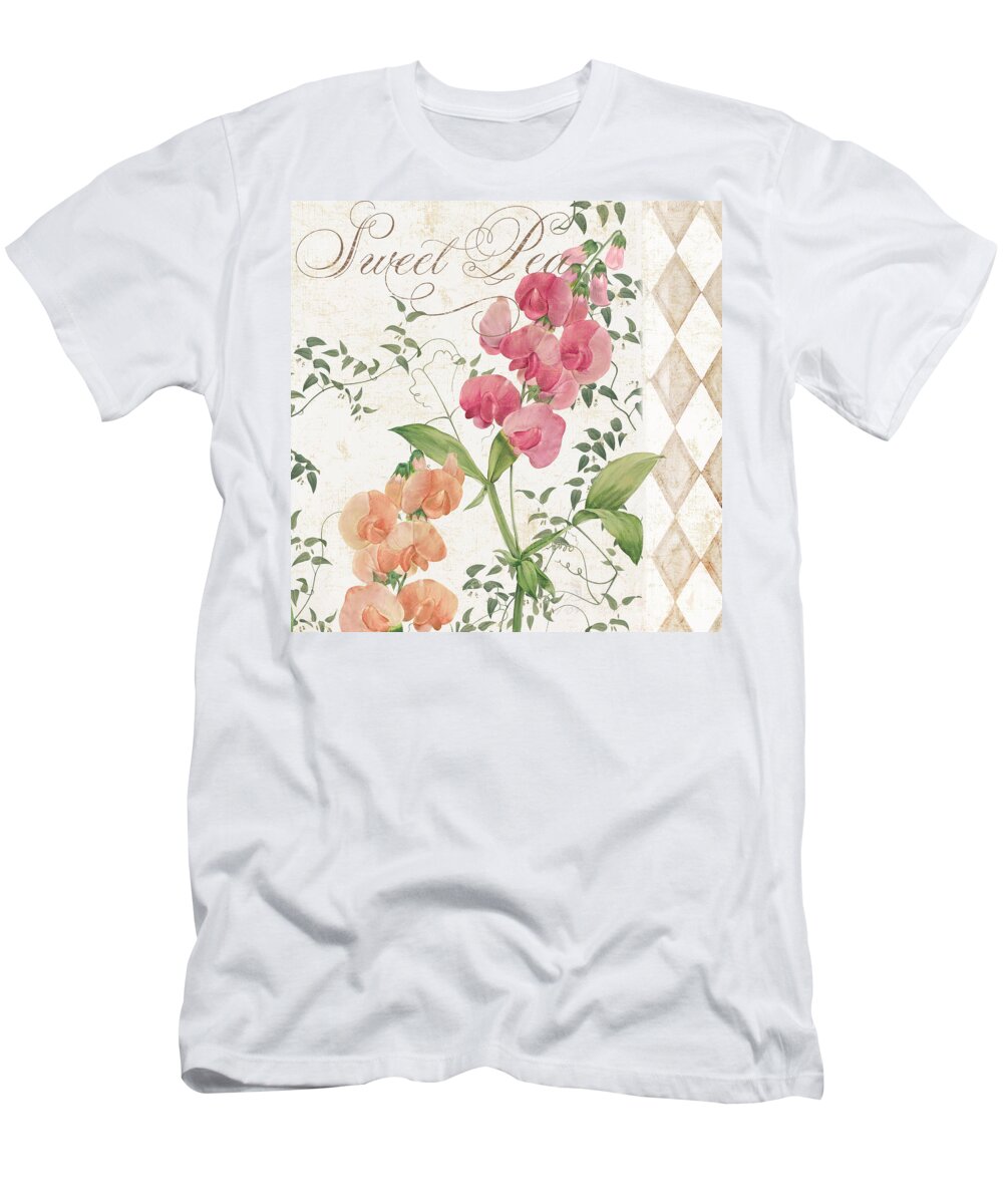 Sweet Pea T-Shirt featuring the painting Sweet Pea Flowering Plant by Mindy Sommers