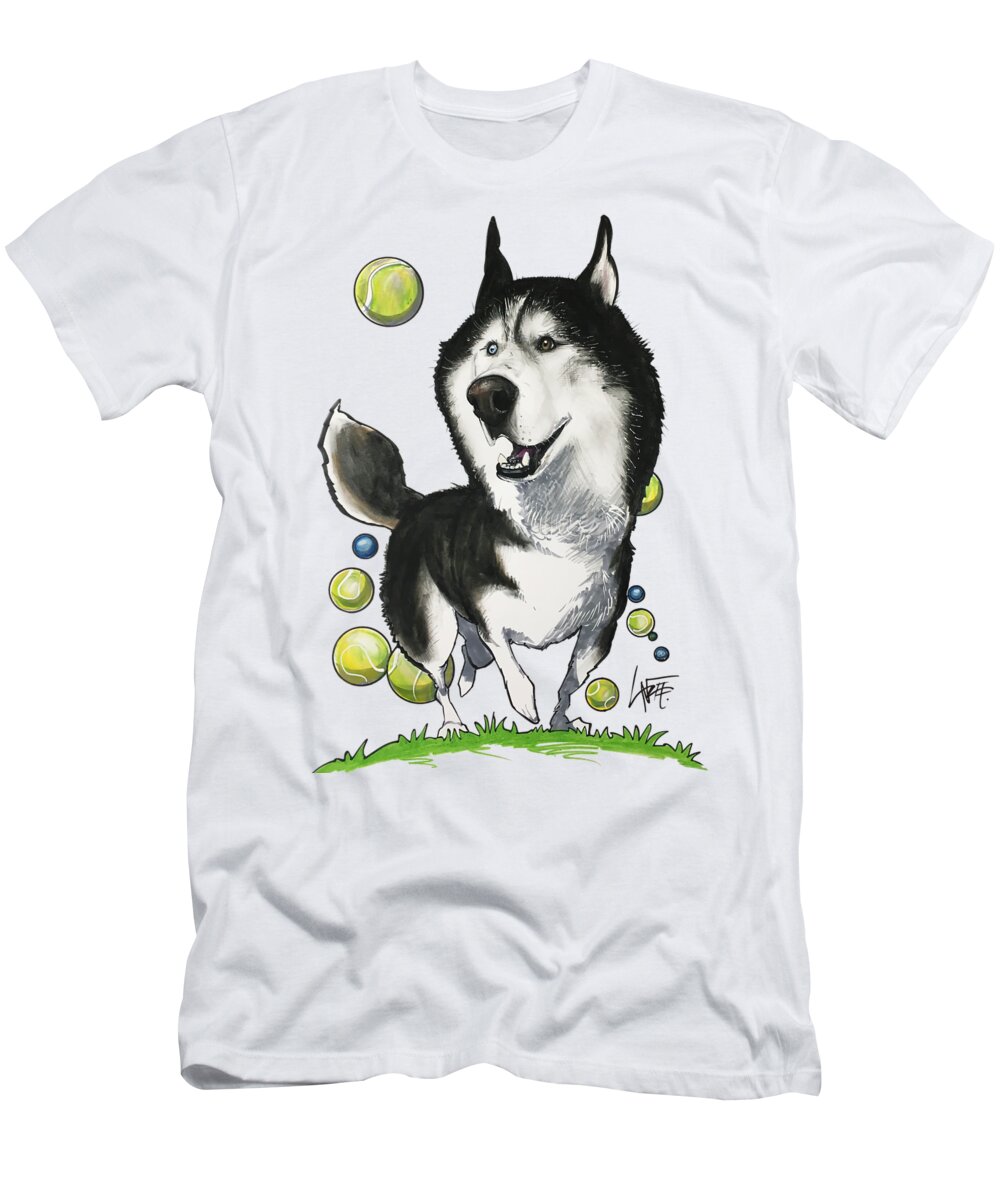 Husky T-Shirt featuring the drawing Swinson 3650 by Canine Caricatures By John LaFree