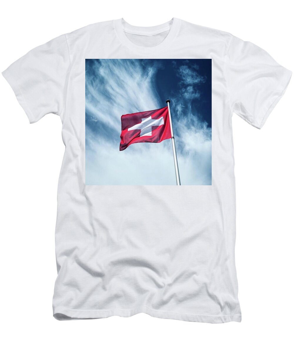 Europe T-Shirt featuring the photograph Swiss Flag by Aleck Cartwright