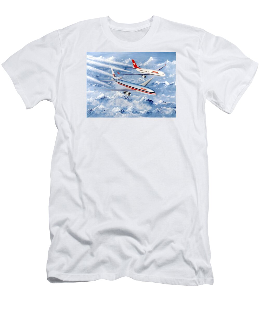 Aa T-Shirt featuring the painting Swiss Time by Peter Ring Sr
