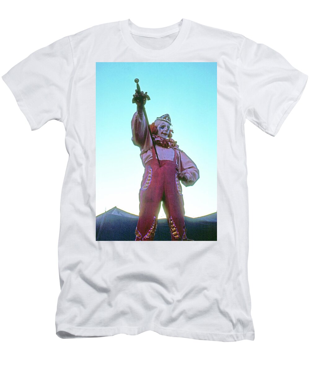 Clown Circus Sword Swallower T-Shirt featuring the photograph Sword Swallower by Laurie Stewart