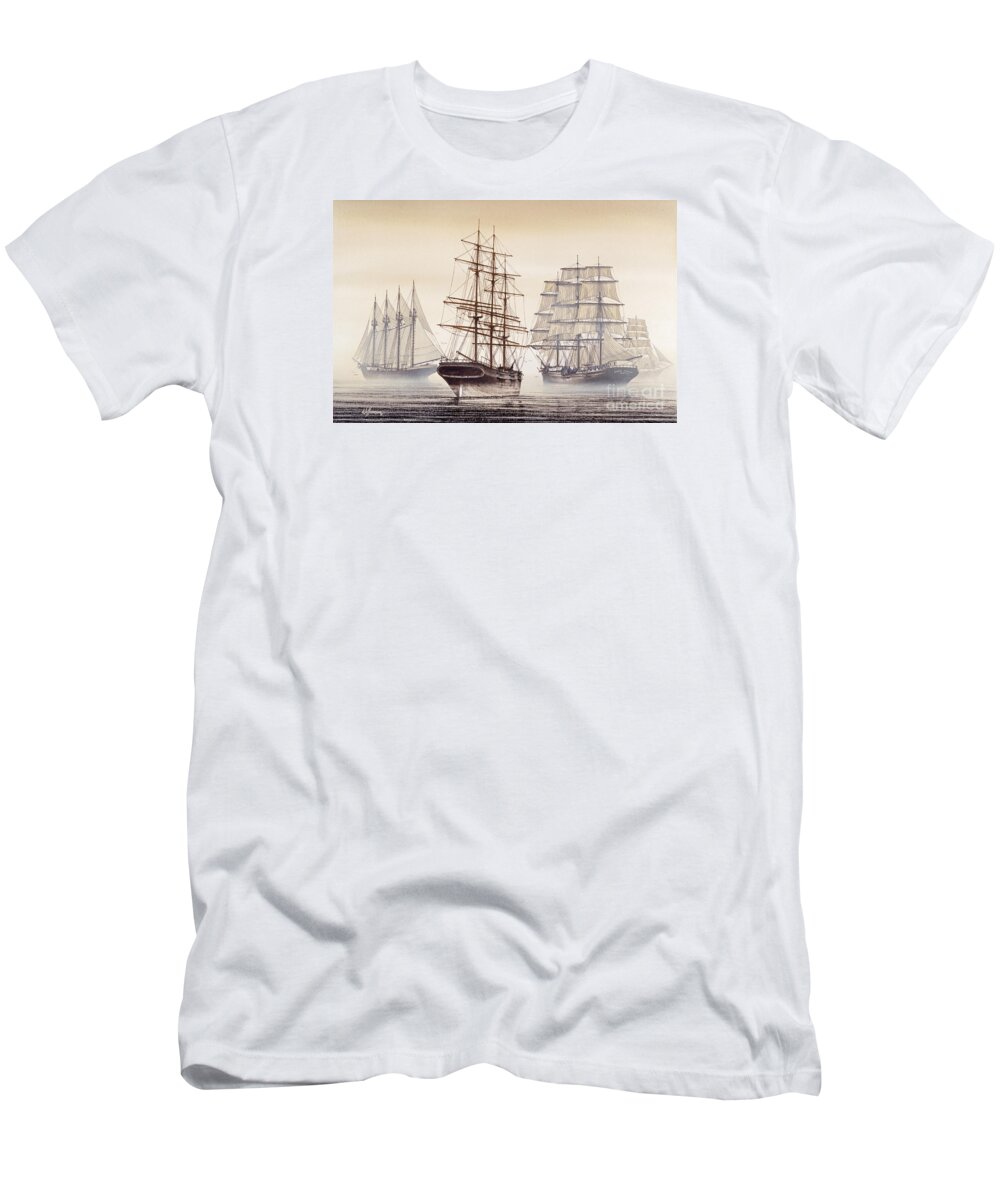 Ships T-Shirt featuring the painting Tall Ships by James Williamson