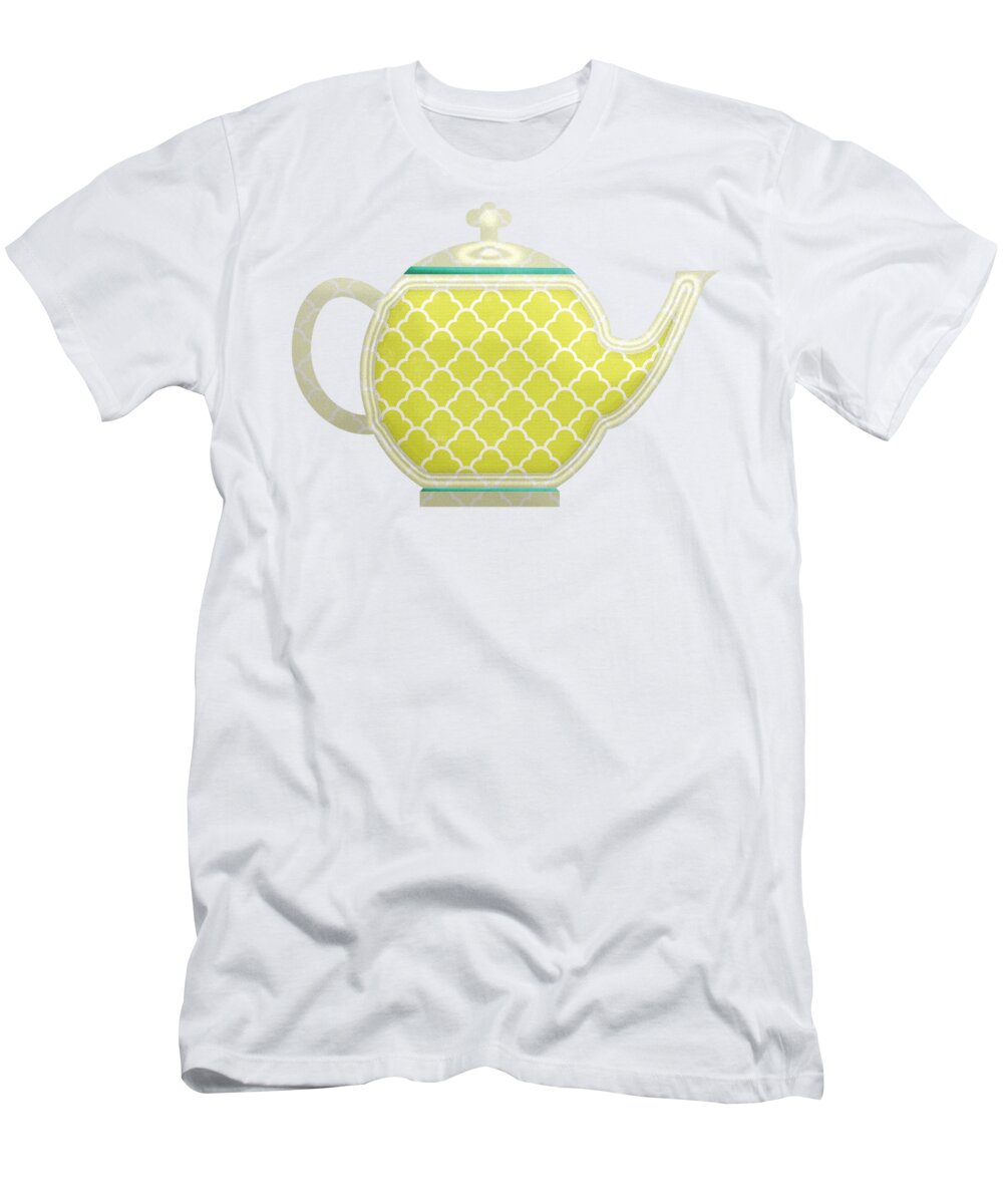 Deli T-Shirt featuring the digital art Teapot Garden Party 2 by Pristine Cartera Turkus
