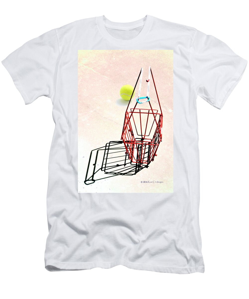 Tennis T-Shirt featuring the photograph Tennis Court Basket and Ball by Kae Cheatham