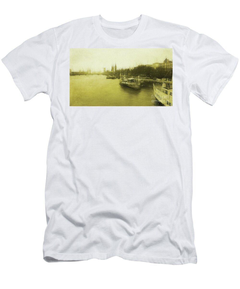 London T-Shirt featuring the digital art Thames West by Roger Lighterness
