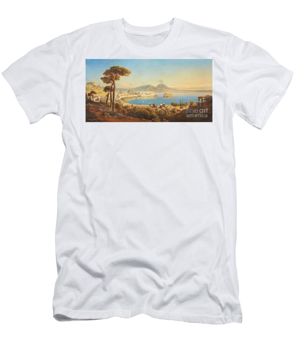 Gustav Zick T-Shirt featuring the painting The Bay of Naples by MotionAge Designs