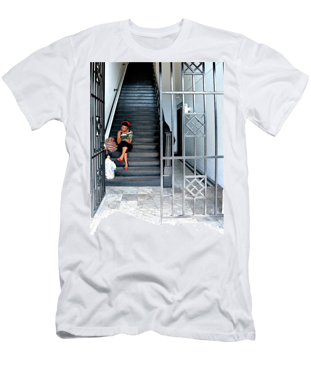 Girl T-Shirt featuring the photograph The Book by Alison Belsan Horton