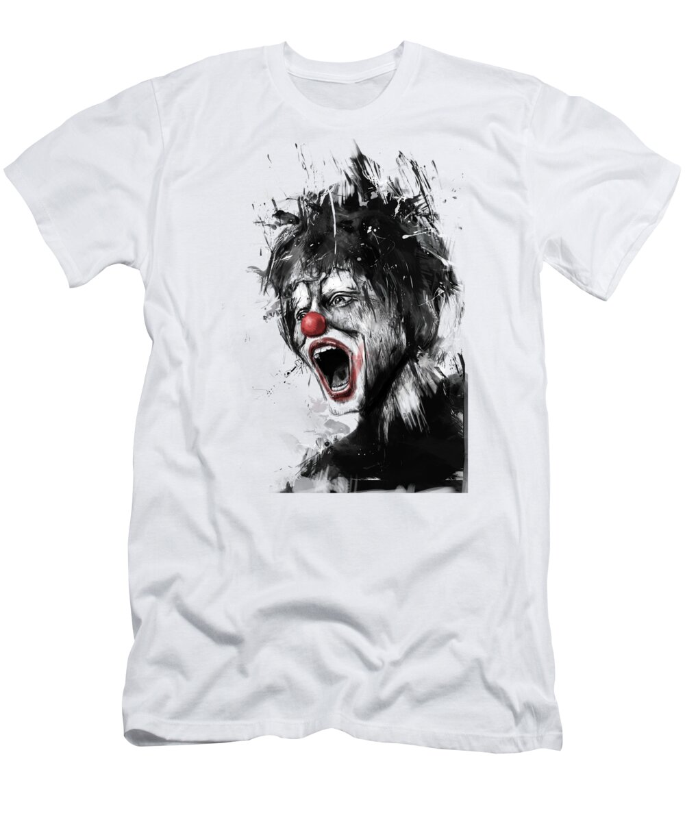 Clown T-Shirt featuring the mixed media The Clown by Balazs Solti