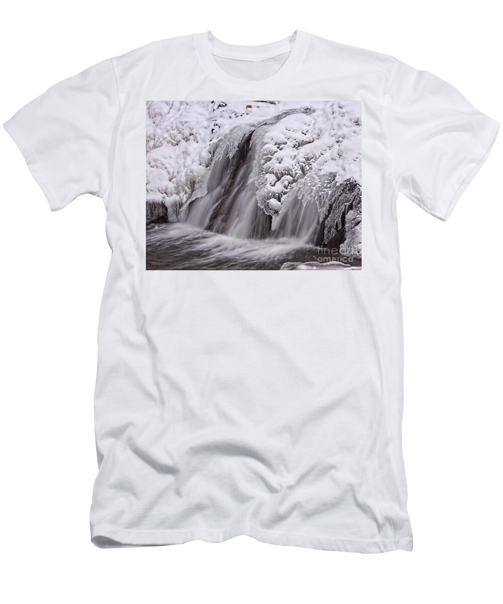 Frozen Waterfall T-Shirt featuring the photograph The Crystal Falls by Jim Garrison