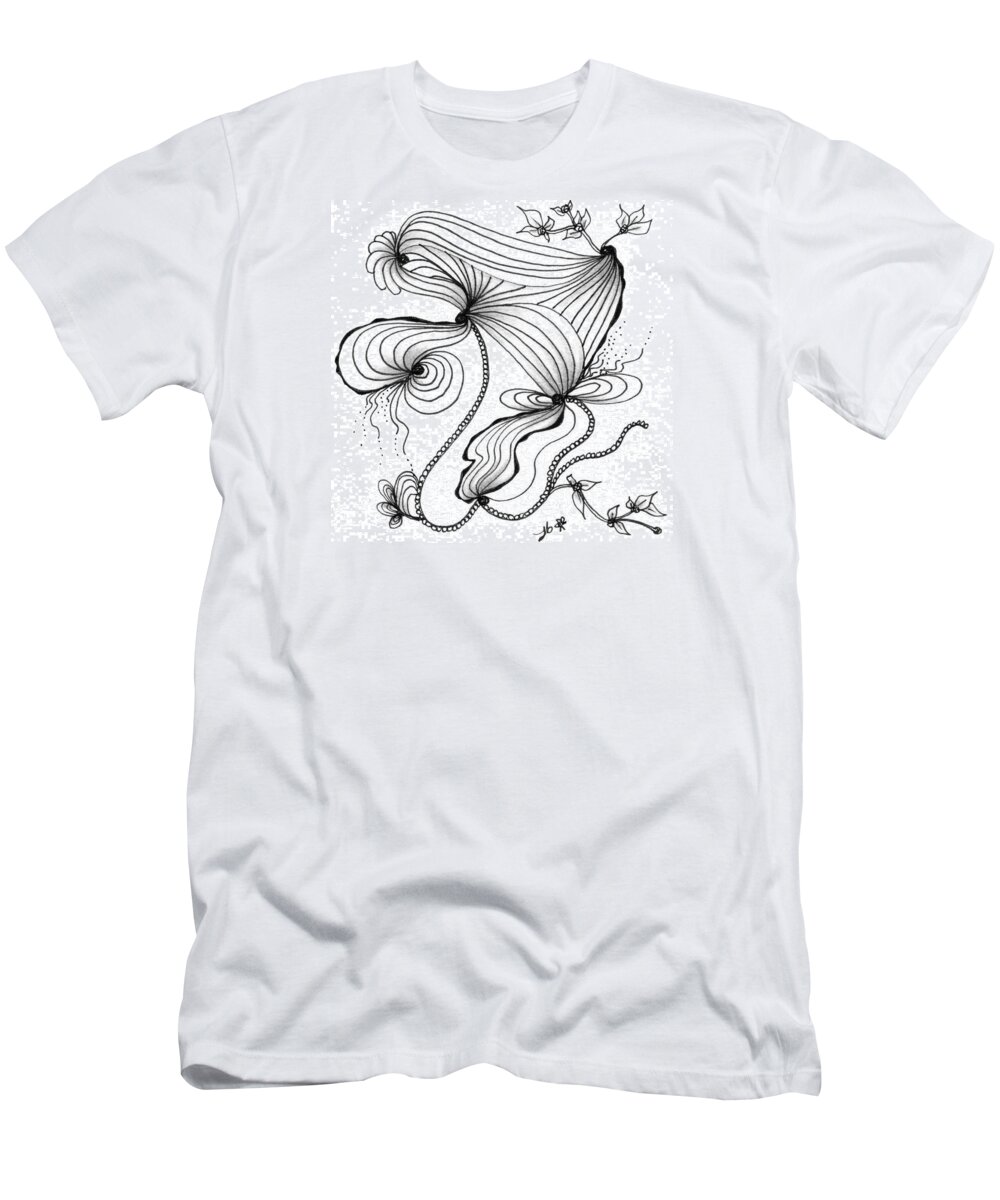 Zentangle T-Shirt featuring the drawing The Dance by Jan Steinle