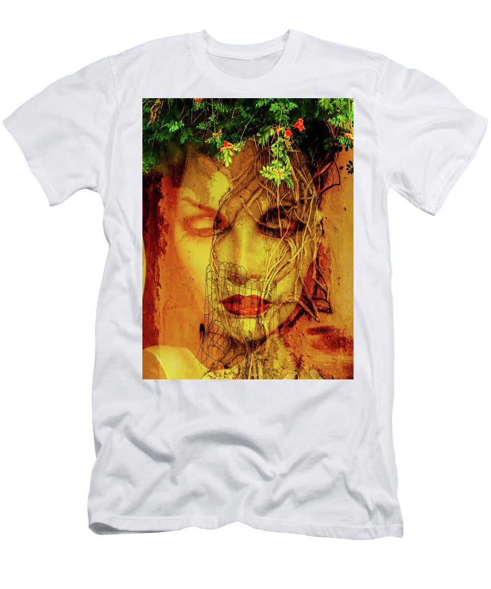 Face T-Shirt featuring the photograph The face and the tree by Gabi Hampe