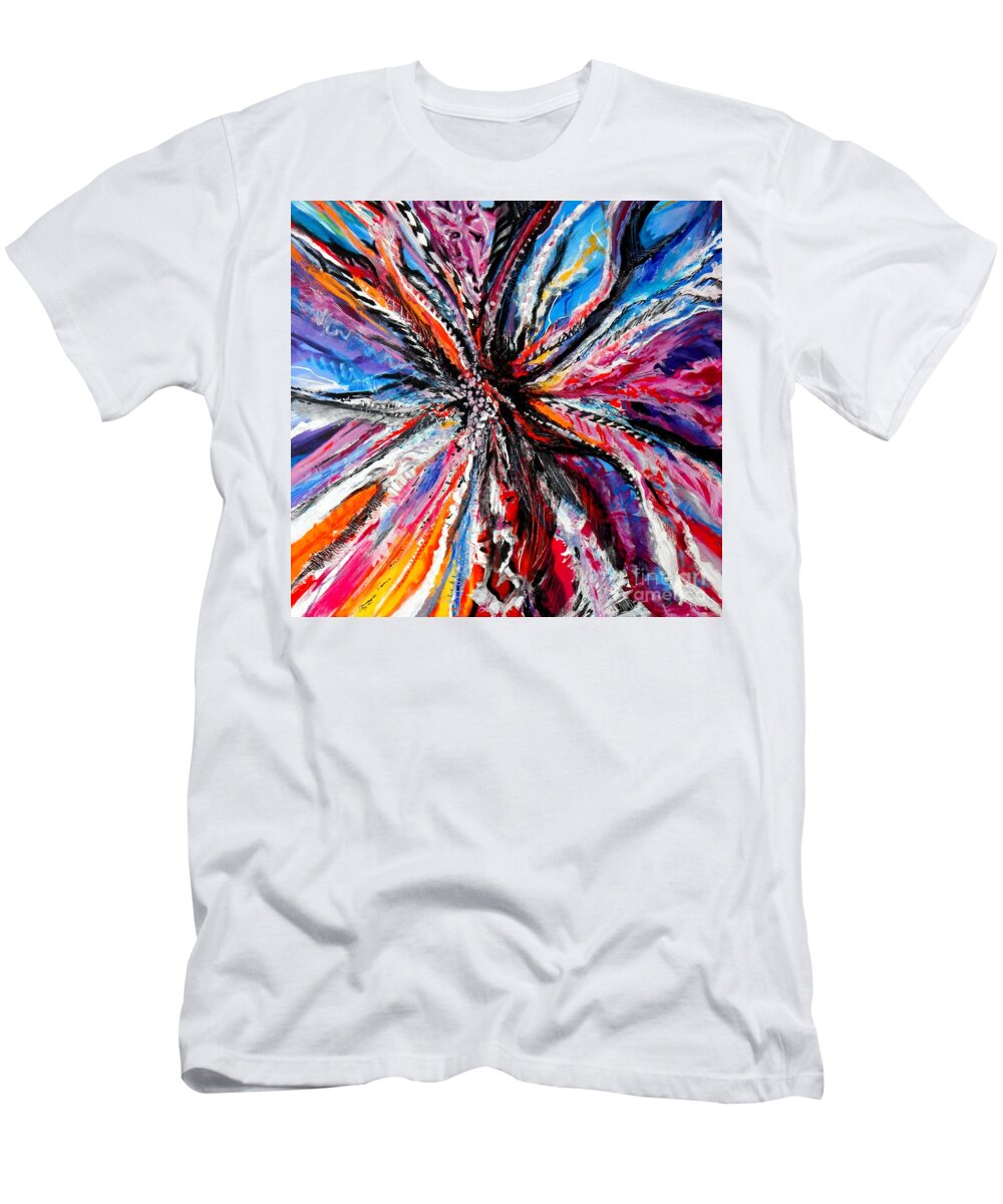  Wow T-Shirt featuring the painting The Feather headress by Priscilla Batzell Expressionist Art Studio Gallery