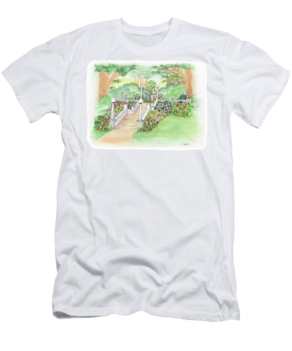 Fountain T-Shirt featuring the painting The Fountain by Lori Taylor