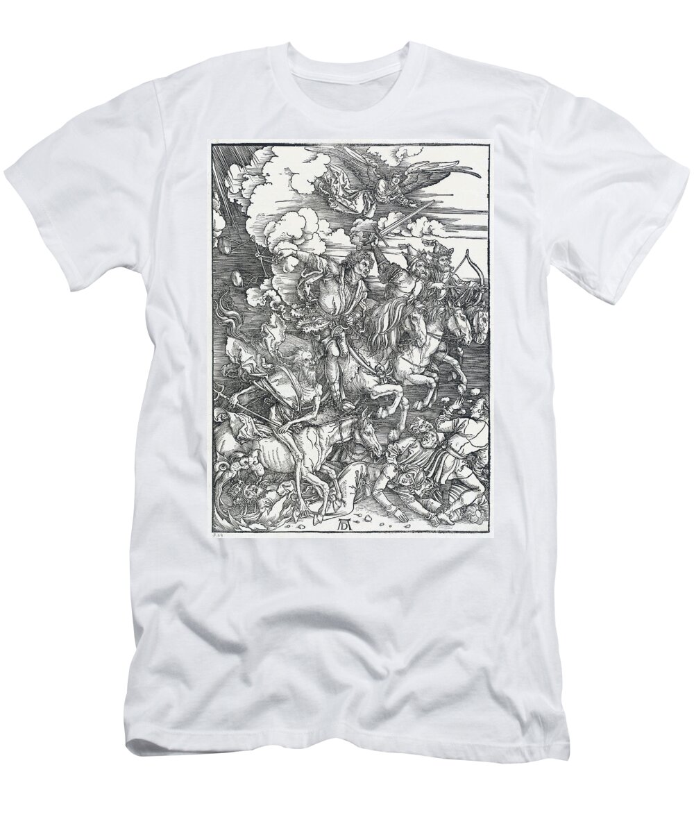 Durer T-Shirt featuring the drawing The Four Horsemen by Albrecht Durer