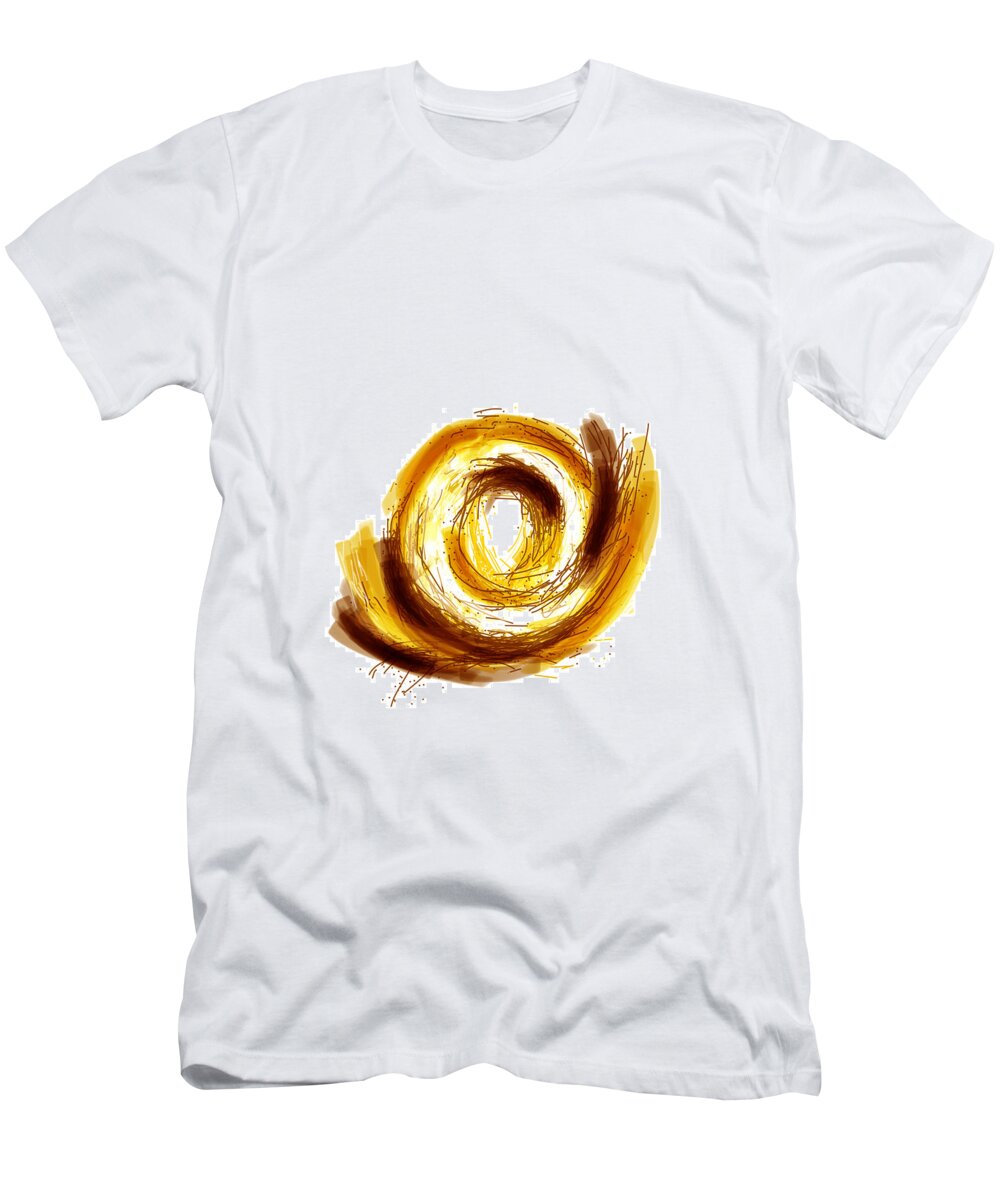 Gold T-Shirt featuring the digital art The Golden Donut by Ingrid Van Amsterdam