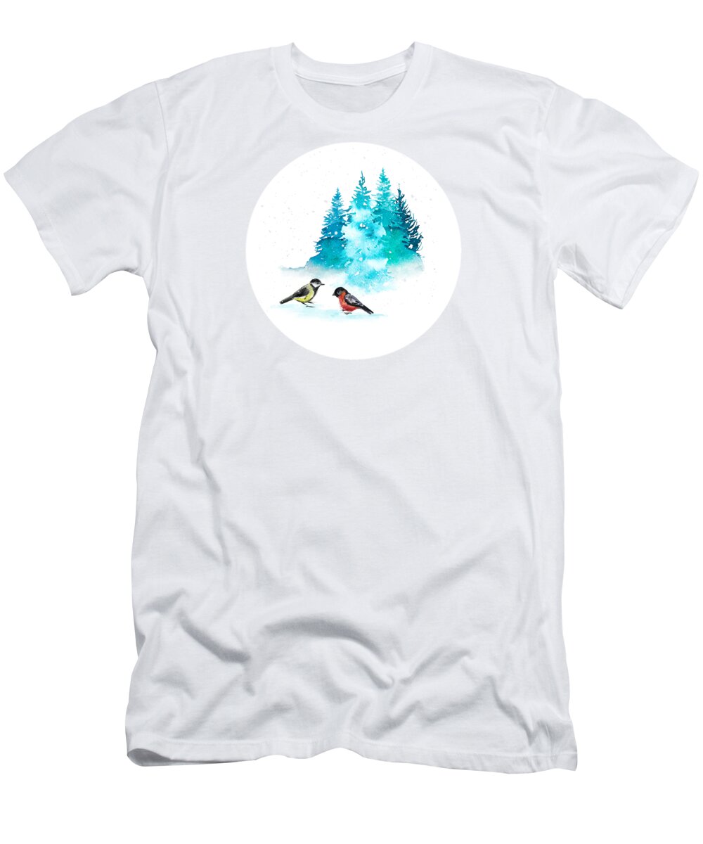 Winter T-Shirt featuring the painting The Heart Of Winter by Little Bunny Sunshine