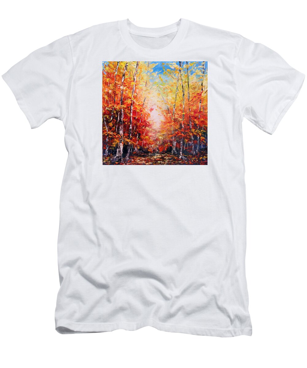 Autumn T-Shirt featuring the painting The Joy Ahead by Meaghan Troup