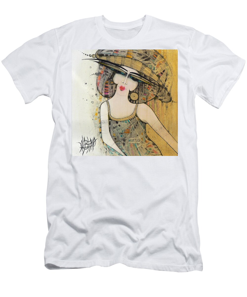 Albena T-Shirt featuring the painting The Lady With A Hat 2 by Albena Vatcheva