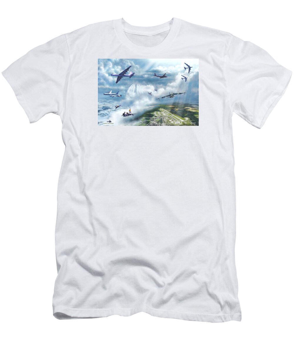 Loring Air Force Base T-Shirt featuring the painting The Mighty Loring A F B by David Luebbert