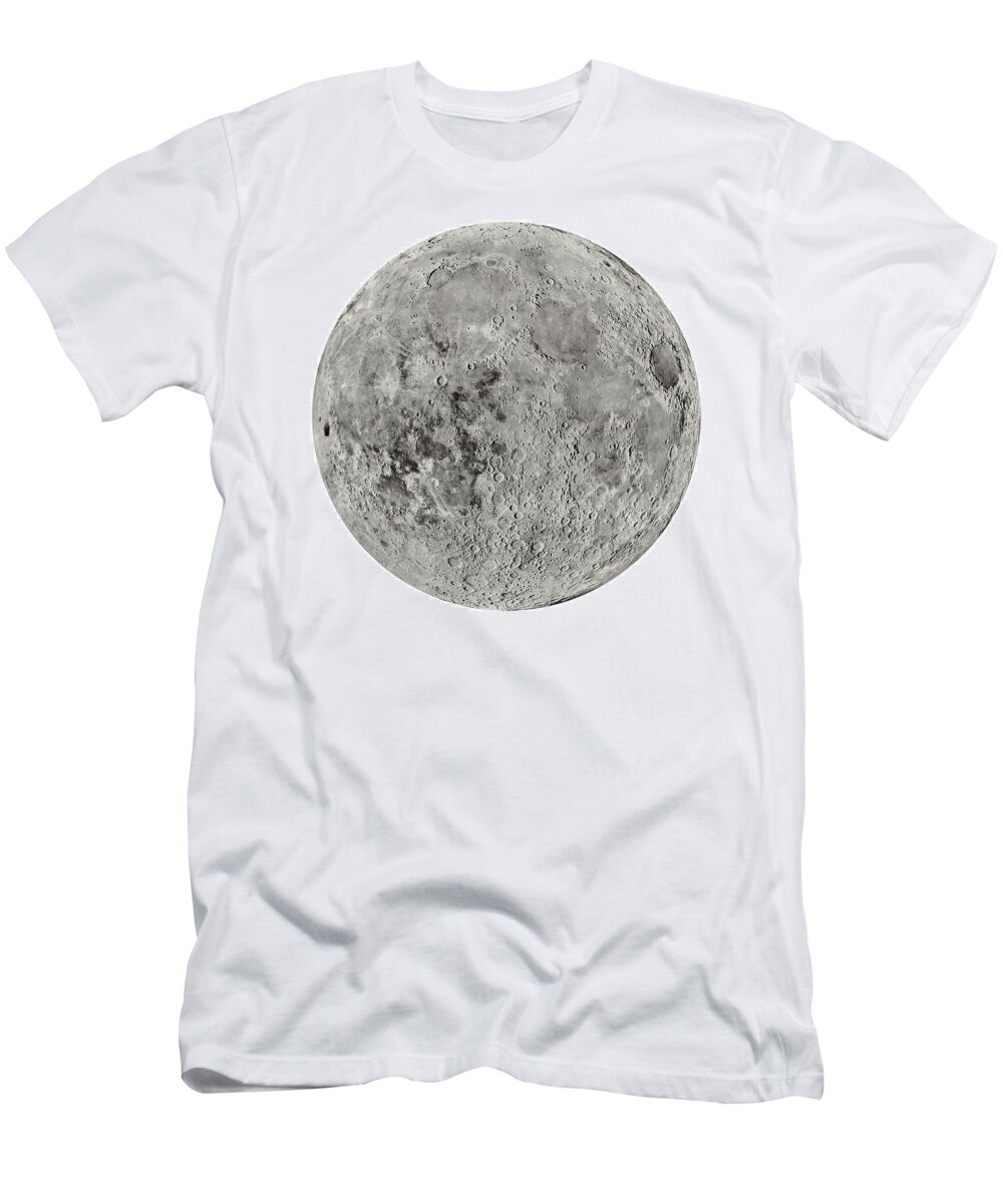 Moon T-Shirt featuring the photograph The Moon by the US Geological Survey - 1960s by Blue Monocle