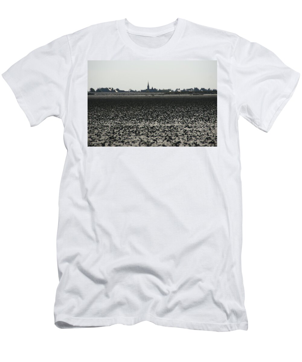 Black And White T-Shirt featuring the photograph The Mud Flats at Viviers Sur Mer by Brandy Herren
