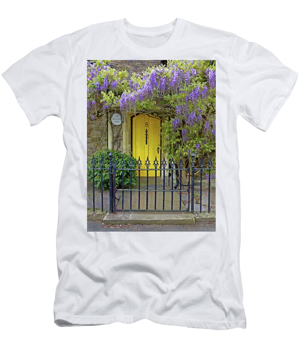 Wisteria T-Shirt featuring the photograph The Old School House Door by Gill Billington