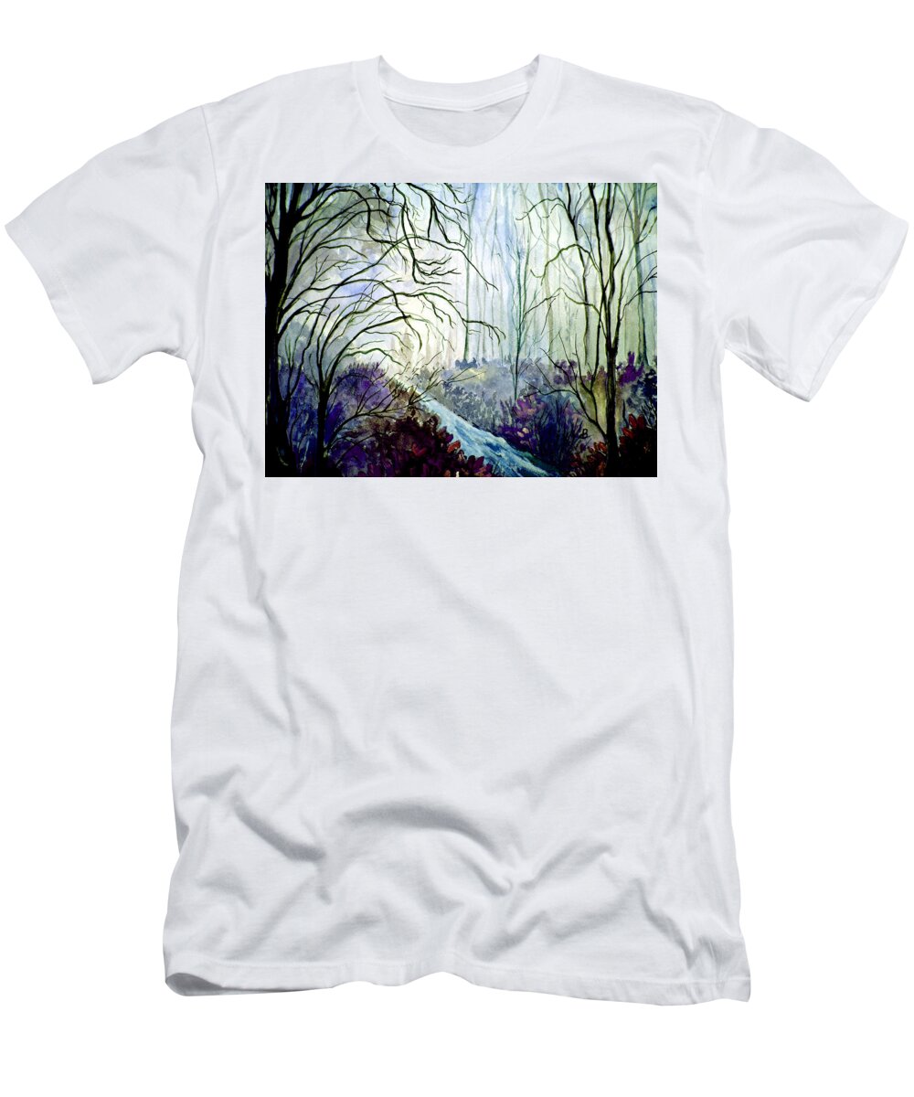 Watercolor T-Shirt featuring the painting The Path by Brenda Owen