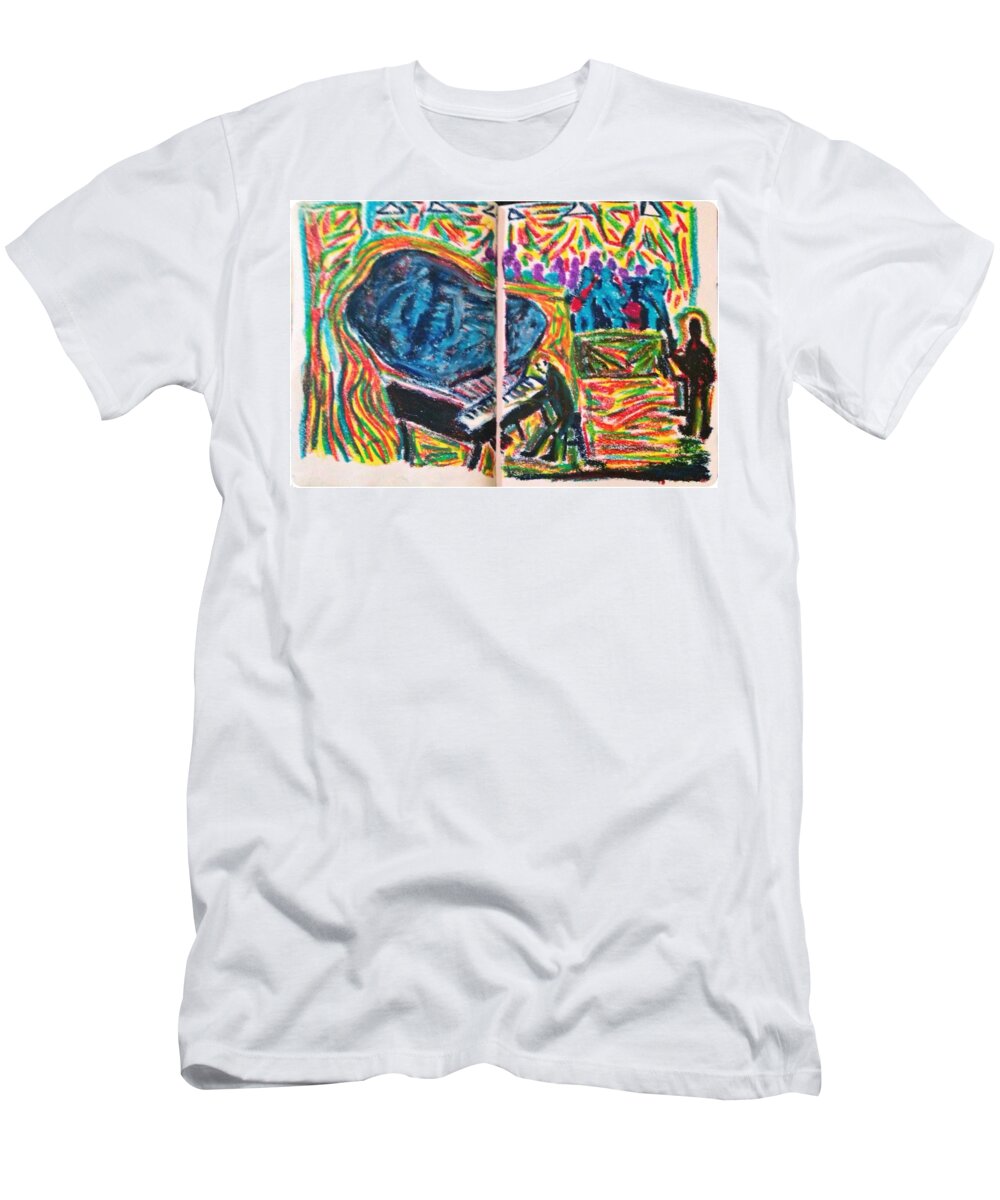 Piano T-Shirt featuring the painting The Pianist by Angela Weddle