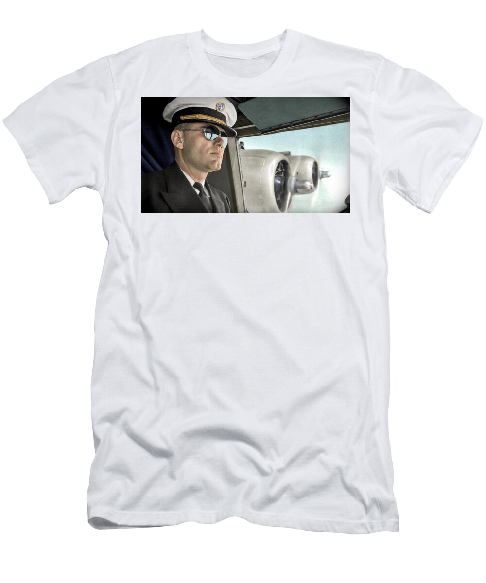 Pilots T-Shirt featuring the mixed media The Pilot by Franchi Torres
