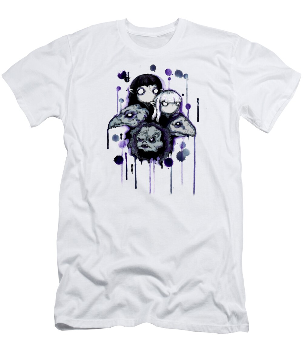 Dark T-Shirt featuring the drawing The Purple Shard by Ludwig Van Bacon