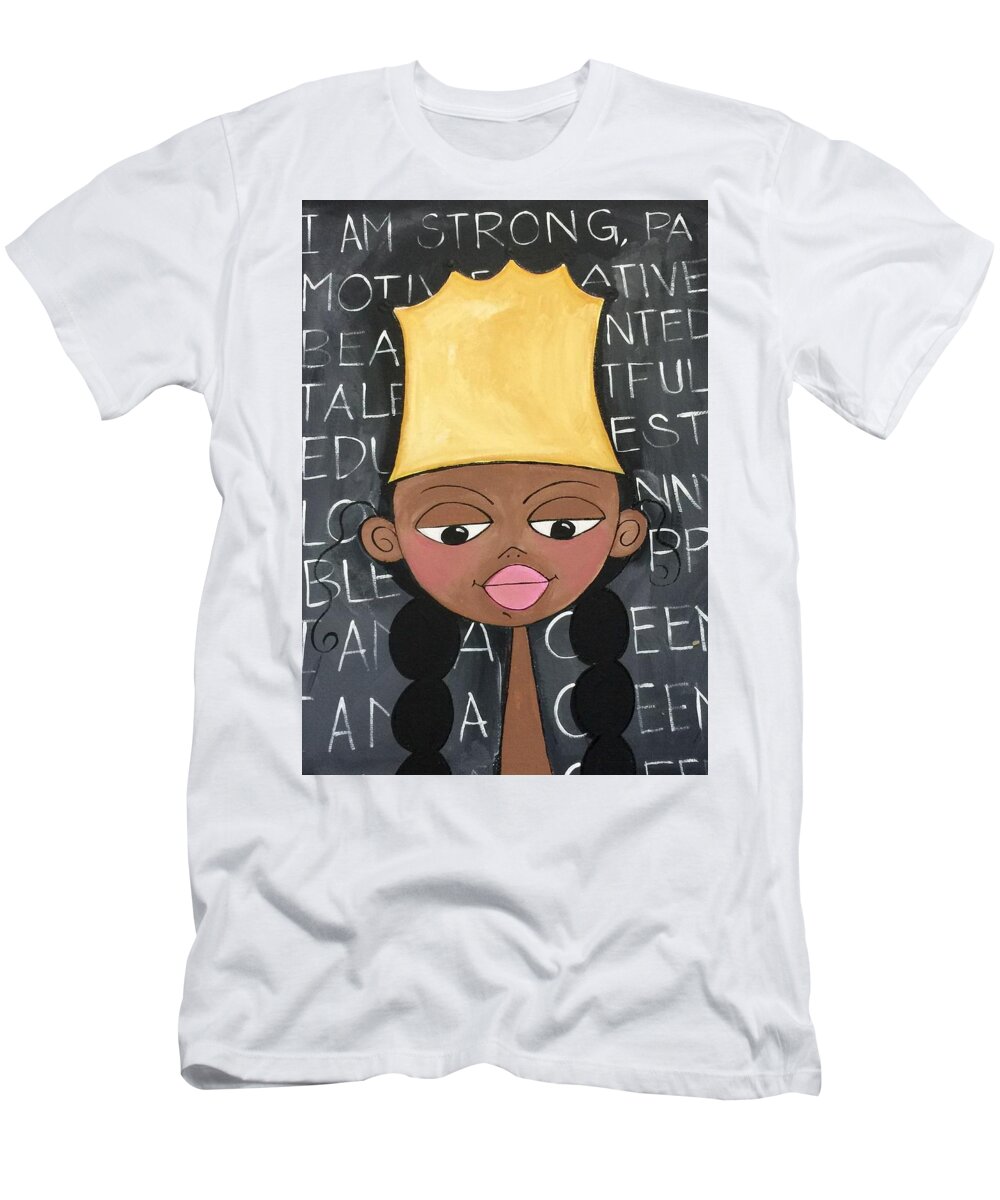 Black Art T-Shirt featuring the painting The Queen by Deborah Carrie