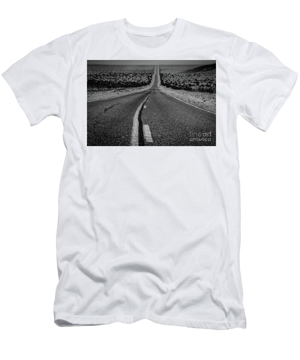 Death Valley T-Shirt featuring the photograph The Road to Shoshone by Jeff Hubbard