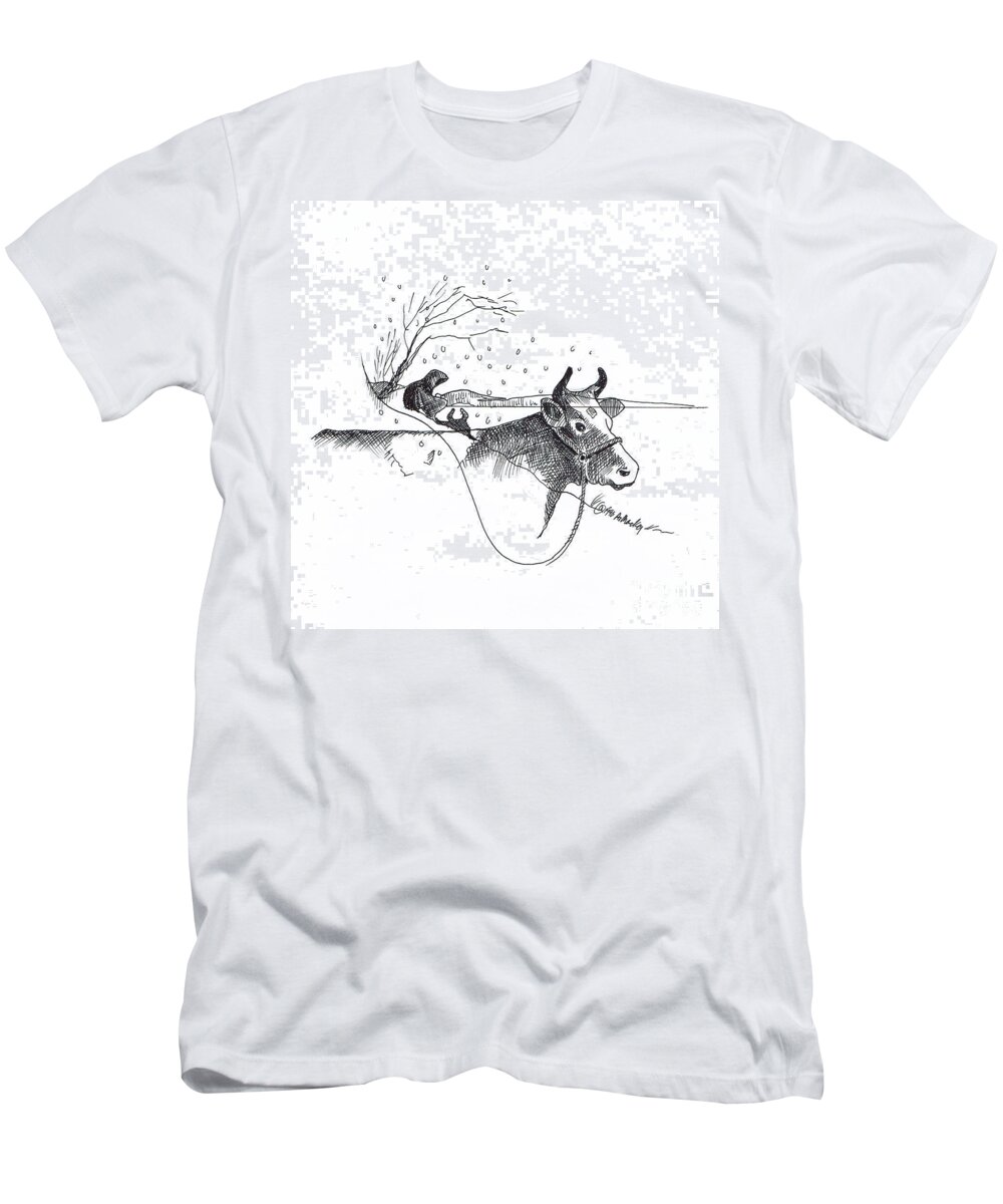 New Brunswick T-Shirt featuring the drawing The Sad Story of Hanna Dow's Hill on Deer Island by Art MacKay