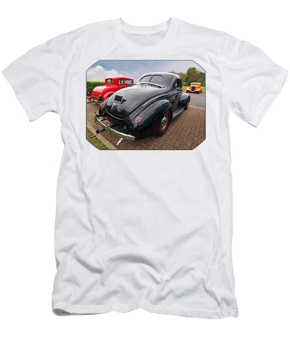 Hotrod T-Shirt featuring the photograph The Three Amigos - Hot Rods at Pistons in the Park by Gill Billington