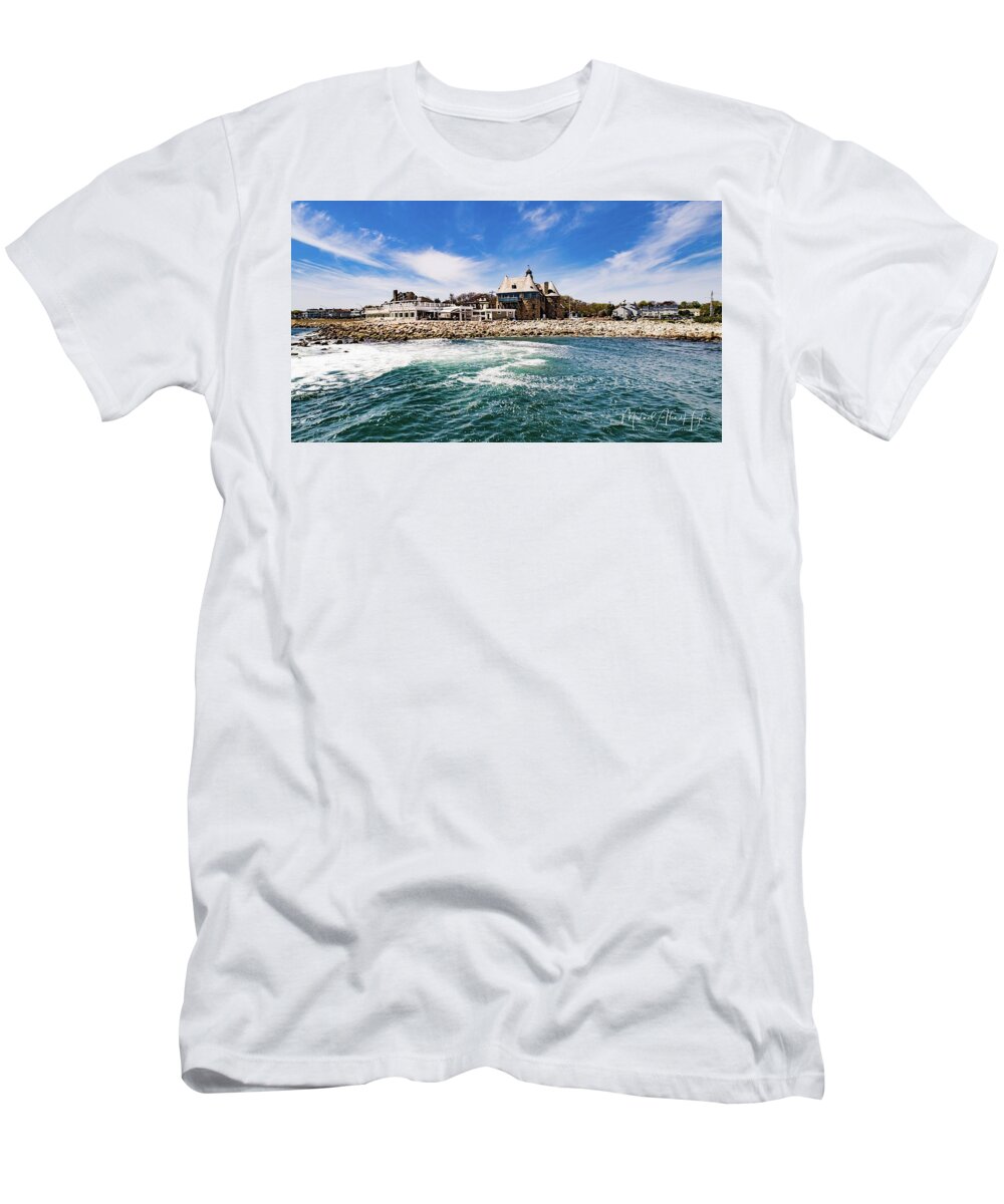 The Towers T-Shirt featuring the photograph The Towers of Narragansett by Veterans Aerial Media LLC