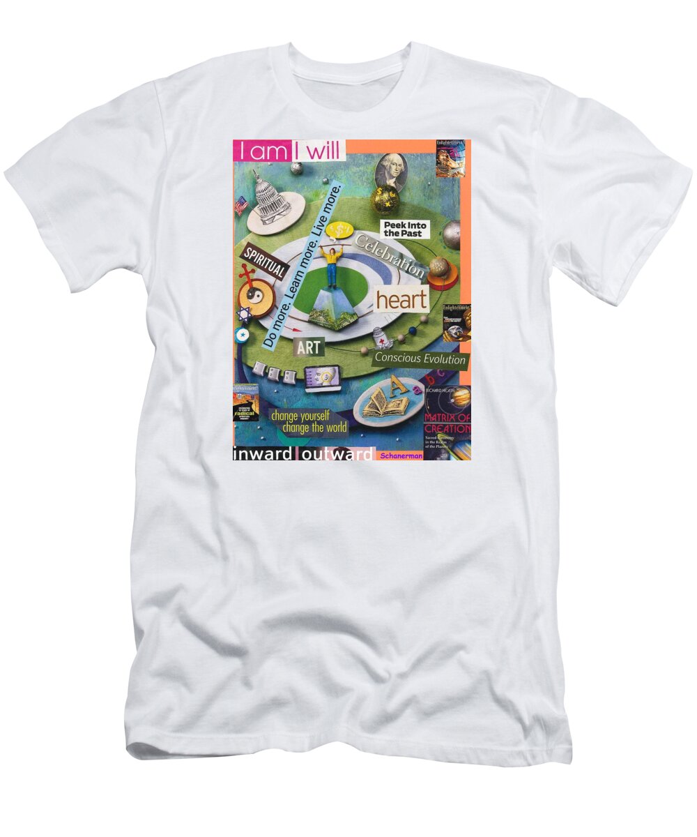 Collage Art T-Shirt featuring the mixed media The World At Your Feet by Susan Schanerman