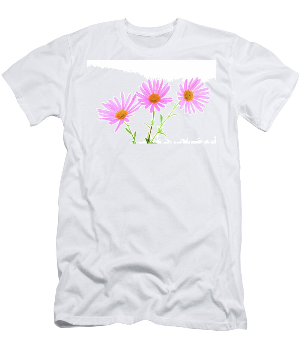 Flower T-Shirt featuring the photograph Three magenta gerbera daisies by GoodMood Art