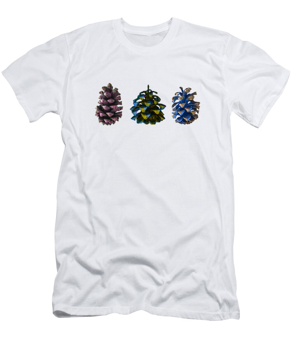 Pine Cones Pine T-Shirt featuring the photograph Three Pine Cones by Stan Magnan