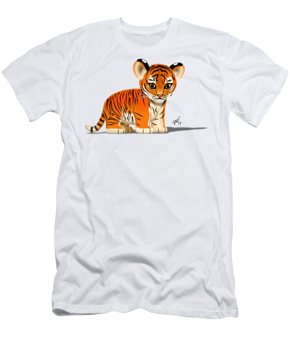 Wildlife T-Shirt featuring the digital art Tiger Cub by John Wills