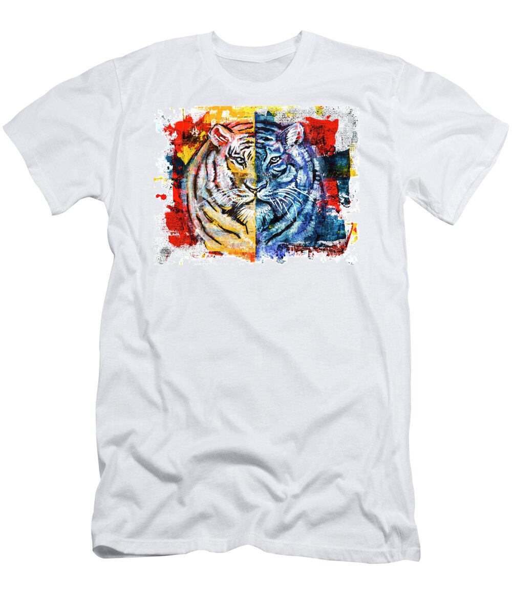 Tiger T-Shirt featuring the painting Tiger, Original Acrylic Painting by Ariadna De Raadt