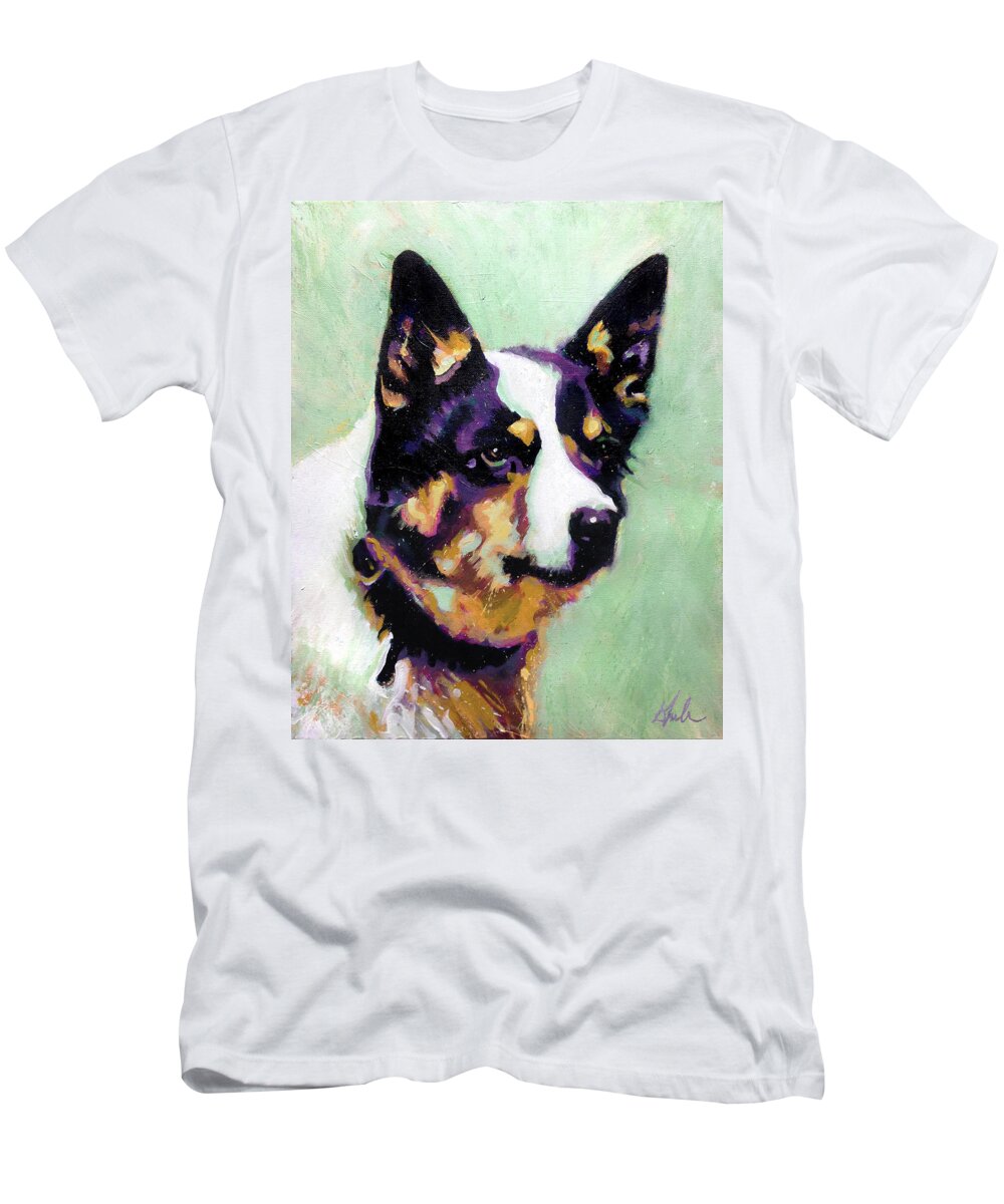 Cattle Dog T-Shirt featuring the painting Tika by Steve Gamba