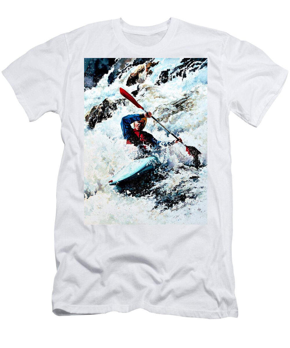 Sports Artist T-Shirt featuring the painting To Conquer White Water by Hanne Lore Koehler