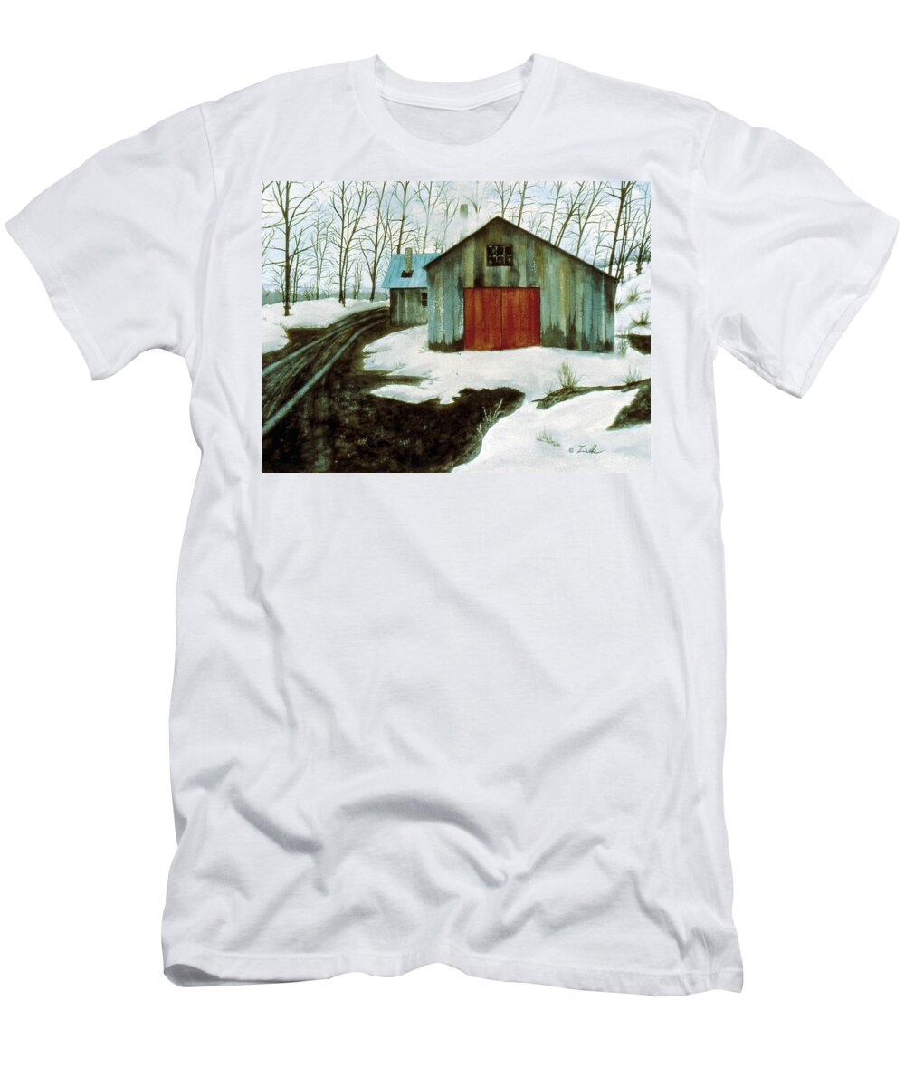 Karen Zuk Rosenblatt Art And Photography T-Shirt featuring the painting To the Sugar House by Karen Zuk Rosenblatt