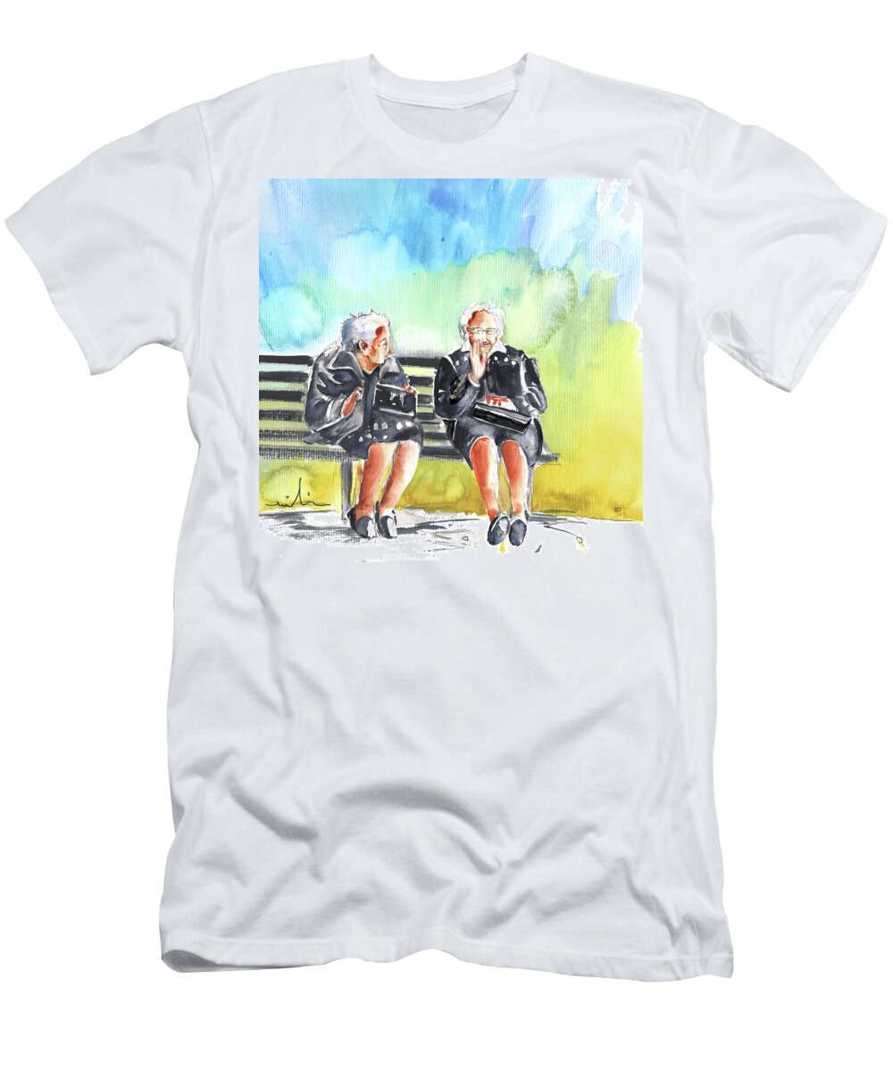 Italy T-Shirt featuring the painting Together old in Italy 02 by Miki De Goodaboom