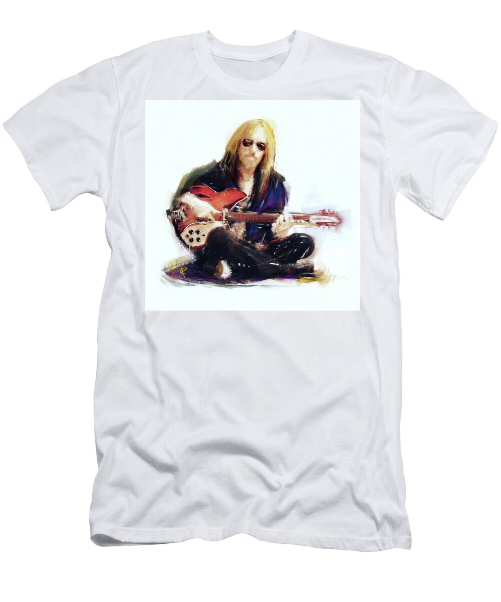 Tom Petty T-Shirt featuring the mixed media Tom Petty by Russell Pierce
