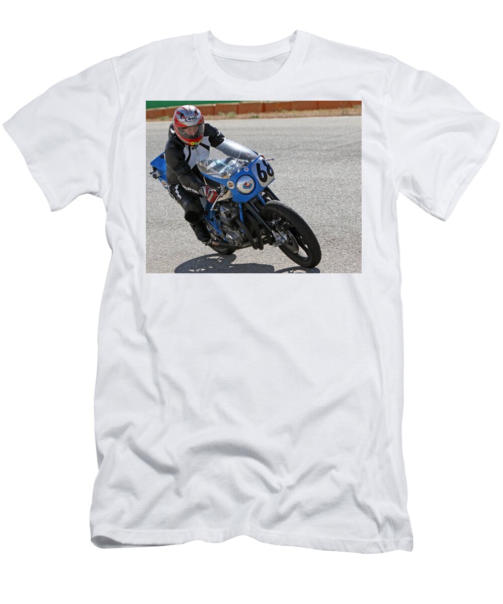 Tony Foale T-Shirt featuring the photograph Tony Foale Leaning by Shoal Hollingsworth